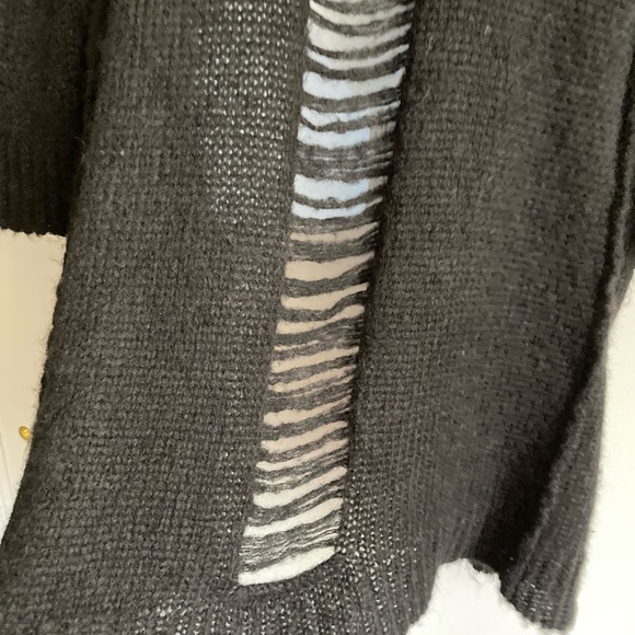 Current/Elliott Black Alpaca Blend The Long Slash Open Front Cardigan, Sz 2/M - Picture 11 of 15